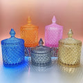 Wholesale Empty Unique Colored Glass Candy Jars Embossed Luxury Candle Jars Empty Candle Vessels