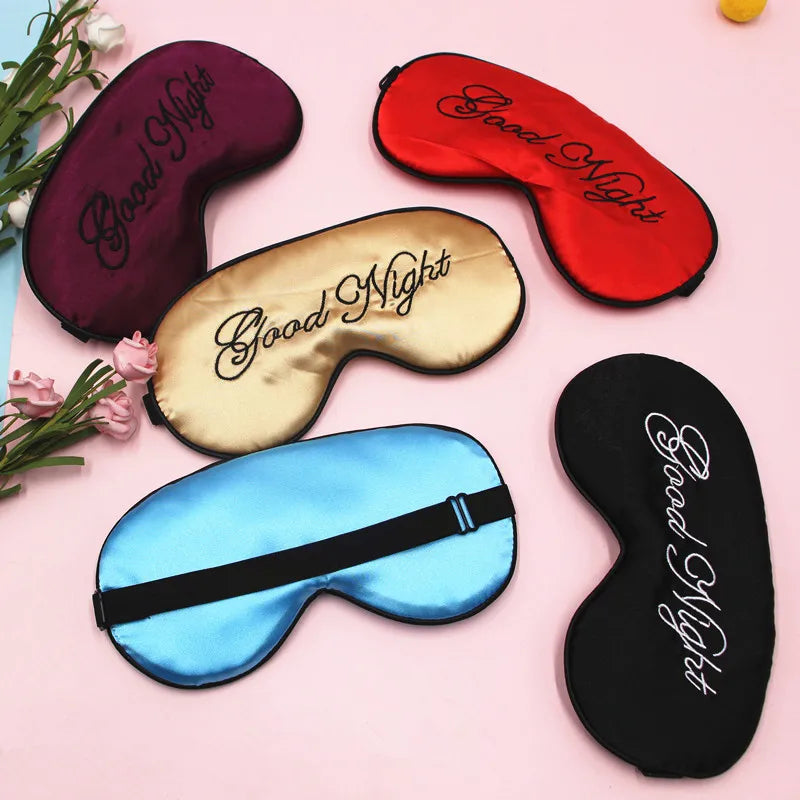 Artificial Silk Embroidery Goodnight Eye Mask Artificial Silk Embroidery Adjustment Buckle Shading Sleep Eye Mask