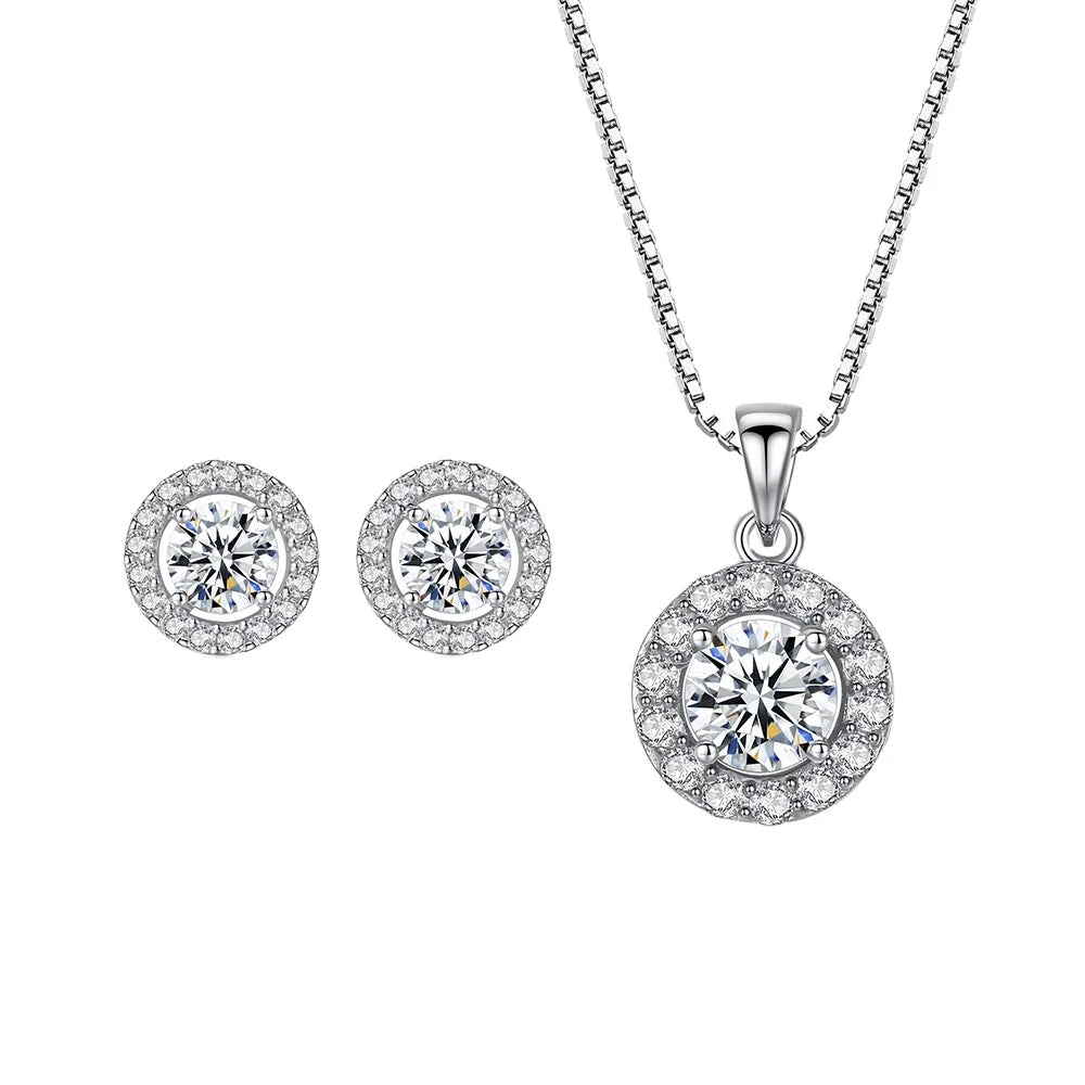 Pave Jewelry Necklace Set Set Necklace Earrings Jewelry 925 Sterling Silver Cubic Zirconia Jewelry Sets