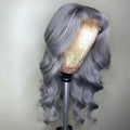 Grey Color Lace Front Wigs Human Hair Pre Plucked 180% Density Virgin Brazilian Hair Glueless Body Wave Wigs for Woman MegaBDM
