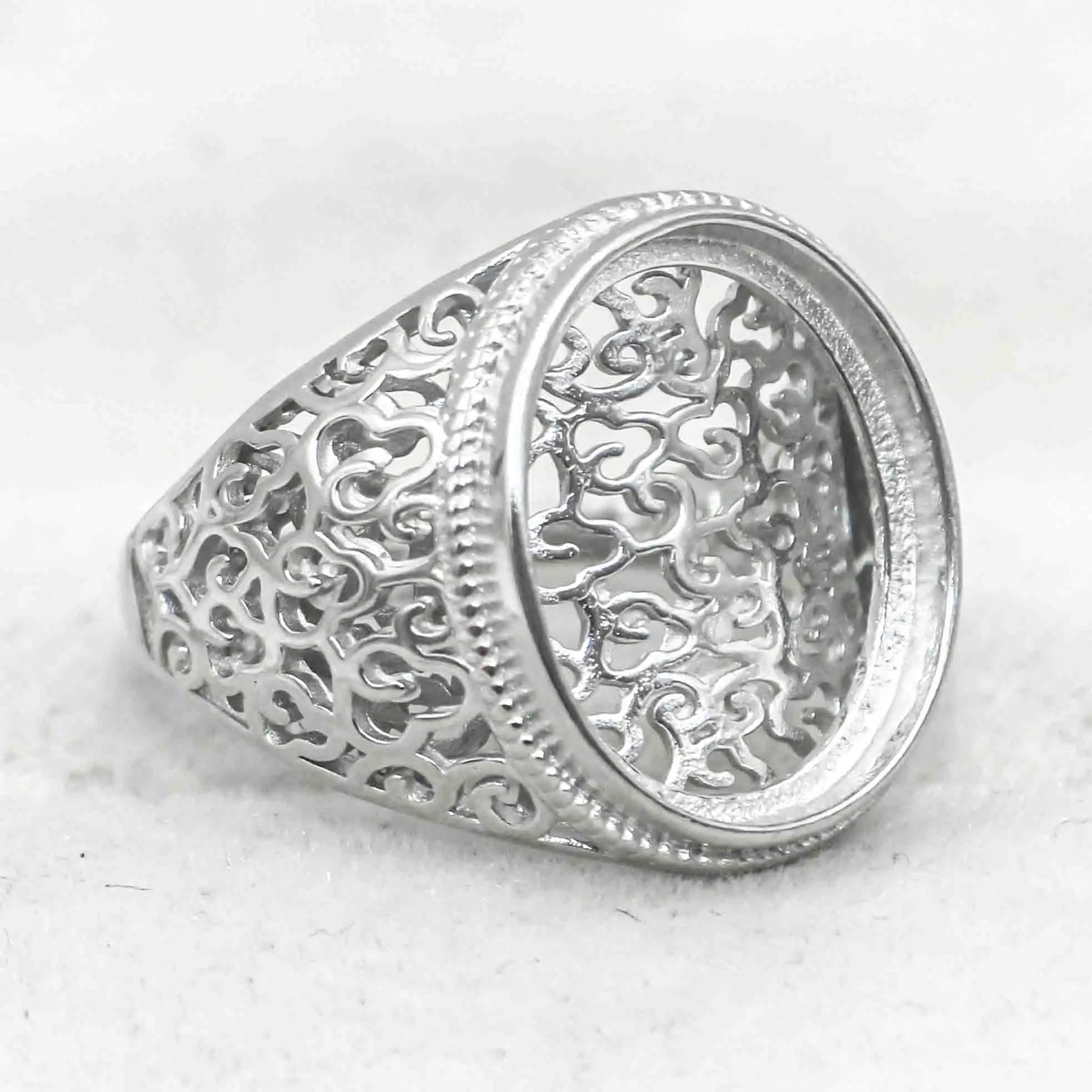 Sterling Silver 13*18/14*17/18*23/18*25mm Semi Mount Man Ring Blank Bezel Setting S925 Base Without Center Stone for DIY Inlay