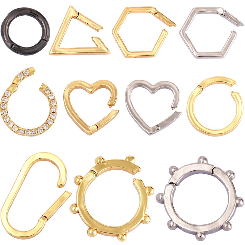 Clip Click on Gate Lock Round Donut Jewelry Spring Clasp Gold Black RoseWHOLESALE Handmakes Components Findings Supplies L48