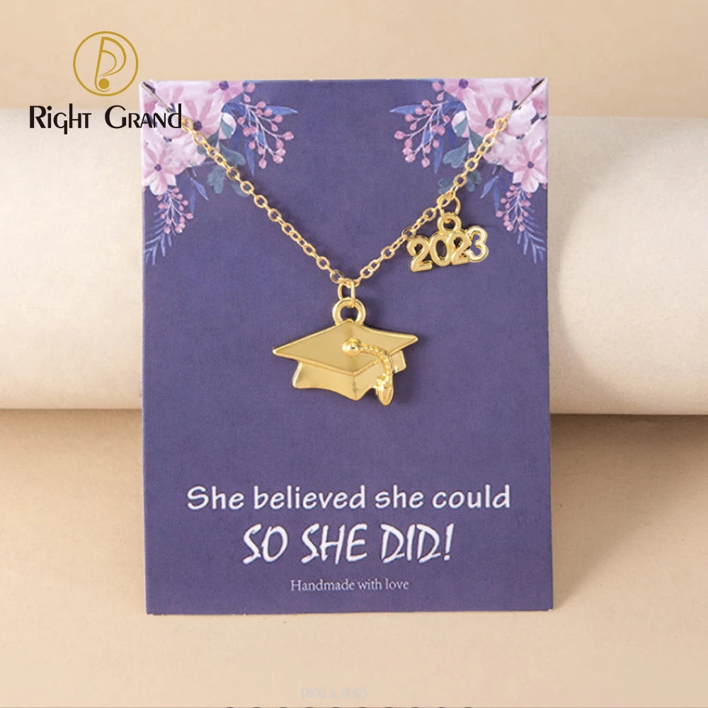 Created College School Bachelor Gifts Necklace Doctor Hat Pendant Graduation Necklace for Women Men
