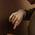 Zhongzhe Jewelry Size 4-12 Croissant Dome Ring 18K Gold Plated Twisted Braided Gold Plated Ring Chunky Signet Ring for Women