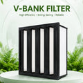 High Performance Industrial V Bank Fiberglass + ABS Plastic Box Filter Air Filter Element with High Dust Capacity New