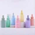 Empty Facial Care Cosmetic Packaging 30ml 1oz Colored Nail Polish Container Flat Round Essential Oil Serum Glass Dropper Bottle