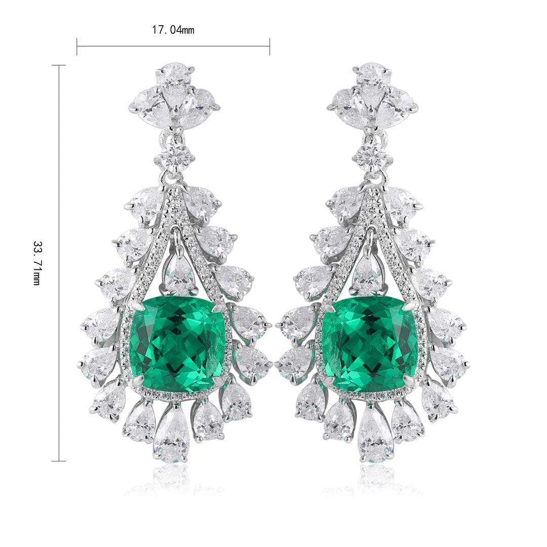 Winter New Arrival 925 Sterling Silver Lab Grown Emerald Stud Earrings Trendy Style Fine Jewelry for Wedding Anniversary Party