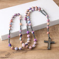8mm Sea Sediment Jasper Catholic Christ Rosary Necklaces With Cross Pendant Men Women Necklace Meditation Jewelry