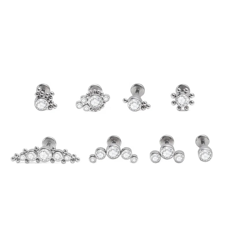 Various G23 Titanium Internally Threaded Cartilage Earring Piercing Stud Labret Stud Body Jewelry