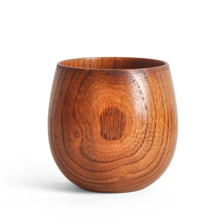 Classical Creative Handmade Engraved Logo Natural Solid Vintage Big Belly Tea Coffee Jujube Wood Cup for Drinking MegaBDM