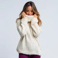 Women's Oversized Floral Mohair Turtleneck Sweater Soft Fuzzy Knit Pullover Casual Winter Fashion Cardigan for Warm Autumn