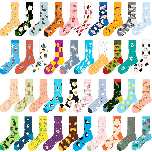 Cute Animal Fruit Food Printed Happy Funny Socks Custom Logo