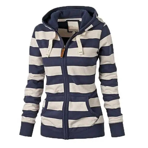 Sports Casual Wear Zipper  Fashion Striped Hoodies Fleece Jacket Fall Sweatshirts Autumn Winter Coat Warm Jacket Cotton