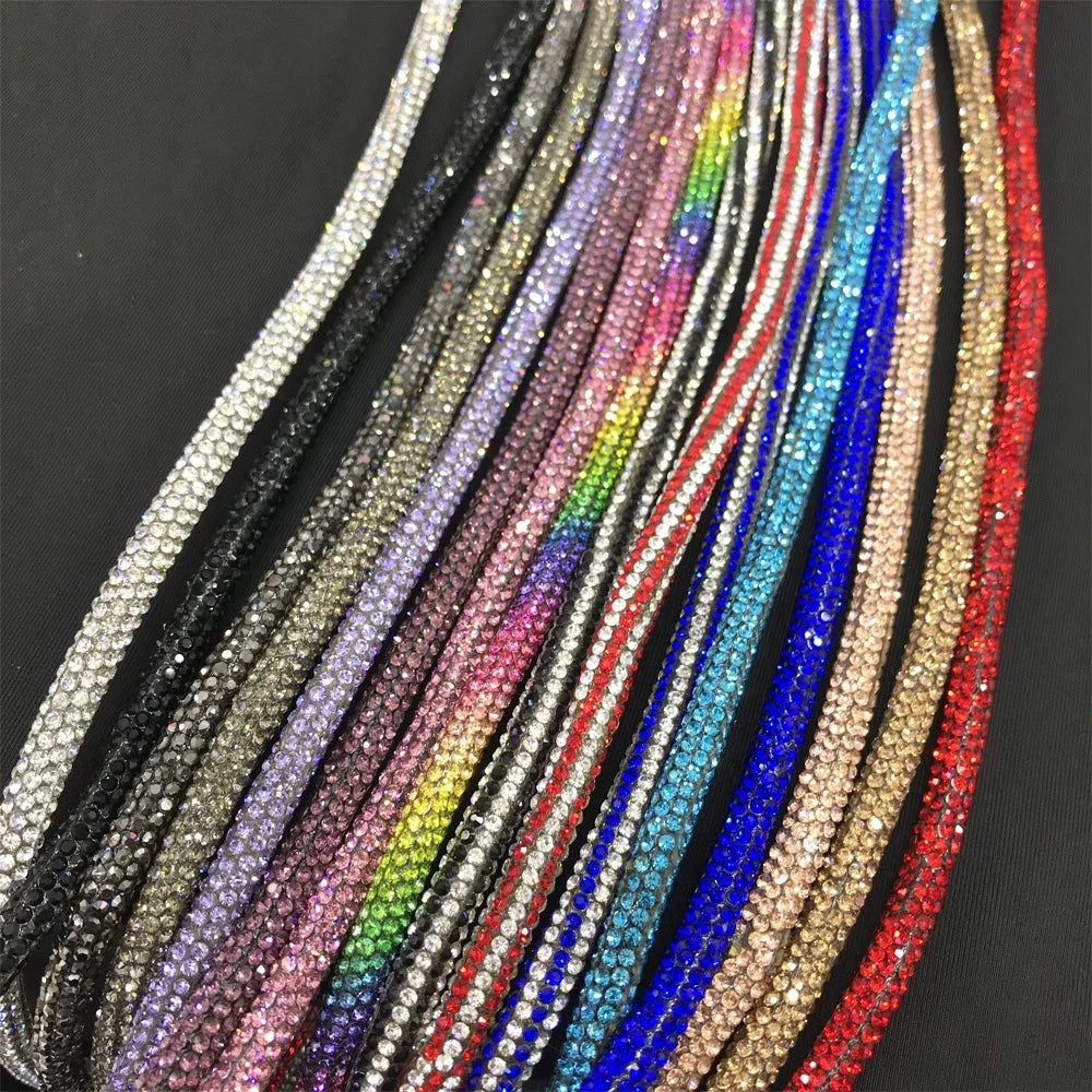 S528 Fashion Rhinestone Hoodie String Custom Rhinestone Strings Crystal Rhinestone Tube Rope