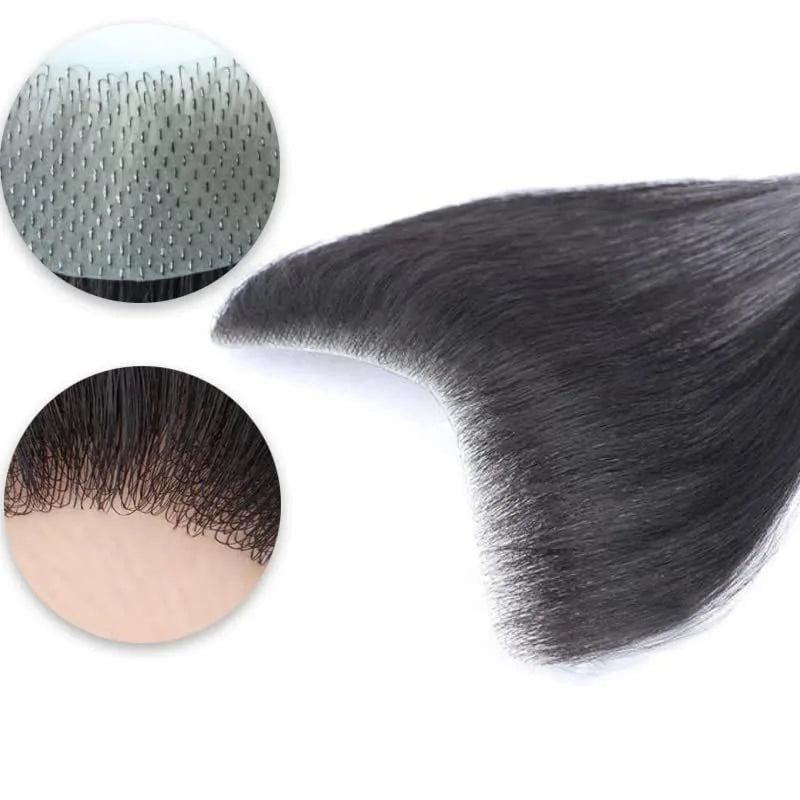 Instock All V Loop Invisible Thin Skin PU Forehead 6 Inch Toupee Men Human Hair Frontal Bangs Men Hairline V-Shape for Men