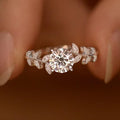 Leaf Promise Ring 925 Sterling Silver Round Cut 1Carat Moissanite Engagement Ring for Women Wedding Anniversary Jewelry