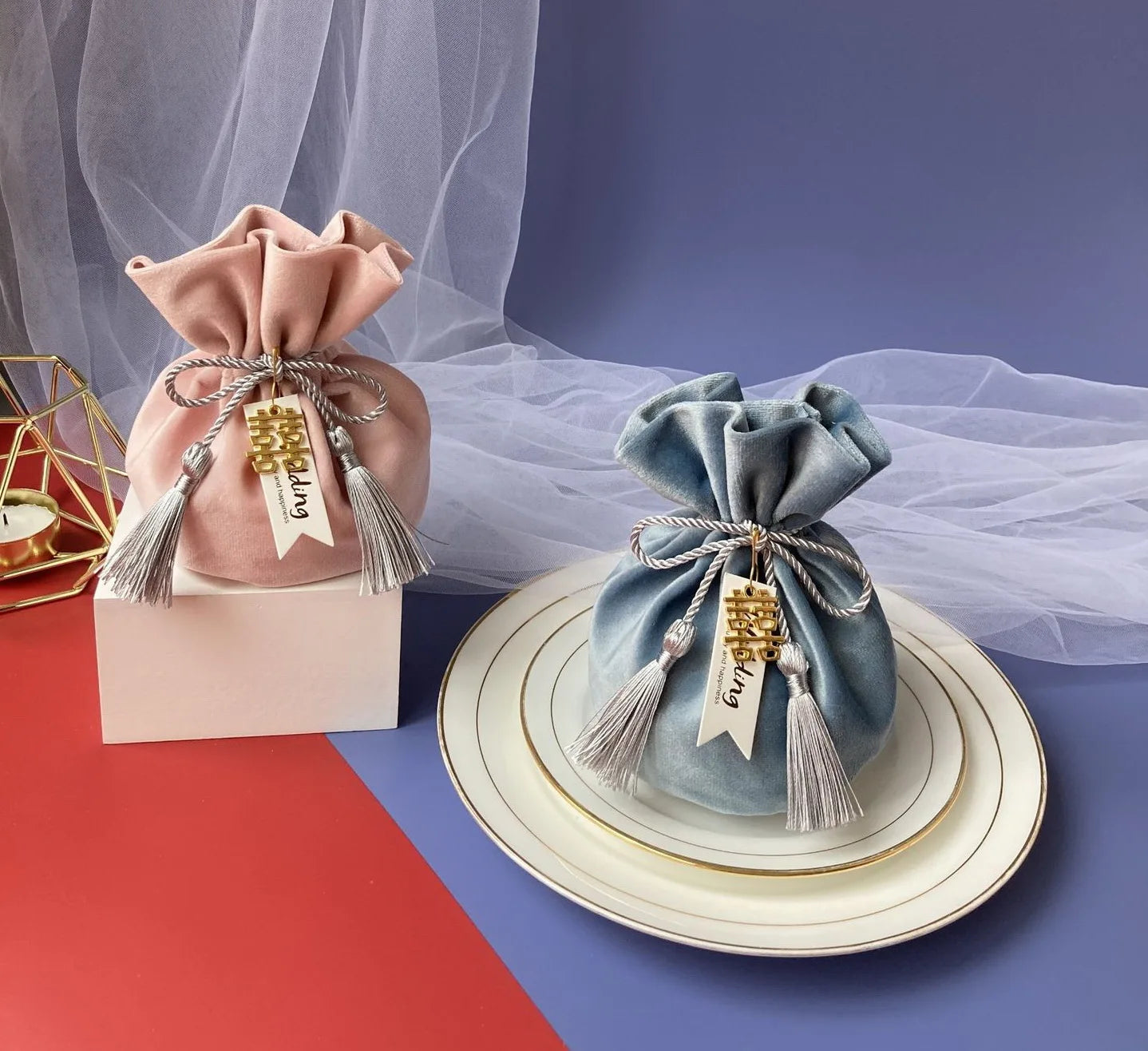 Custom Logo Jewelry Drawstring Velvet Bag Recyclable Wedding Candy Pouch