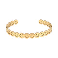 18K Gold Plated High Polish Stainless Steel Smile Face Open Cuff Bracelet Wrist Bangle New Trendy Gift for Women Ladies