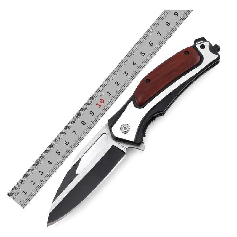 2025 Custom Knife Portable Stainless Steel Blade Pocket Folding Wood Handle Camping Survival Knife Steel Blade OEM Support
