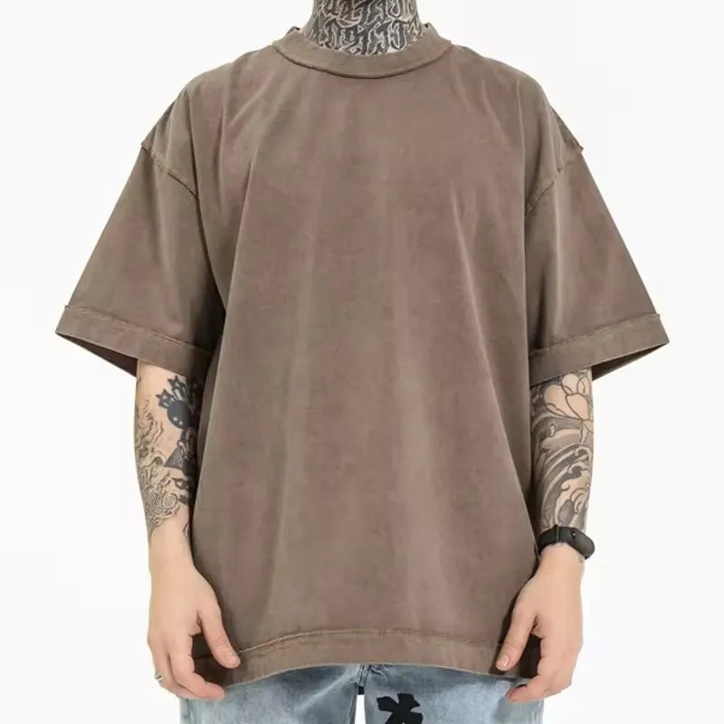 Custom Acid Washed Distressed Tshirts Oversized Blank Spandex/Cotton T-shirts Men's Boxy Fit Vintage T Shirts Luxury Tee Shirts