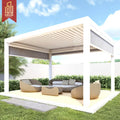 All Season Aluminum Pergola Rustproof Frame Adjustable Shading Built in Storage Contemporary Design Aluminum Pergola