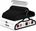 Custom Flocked Black Coat Hangers Suit Clothing Space Saving Velvet Hanger With Anti Slip Notches