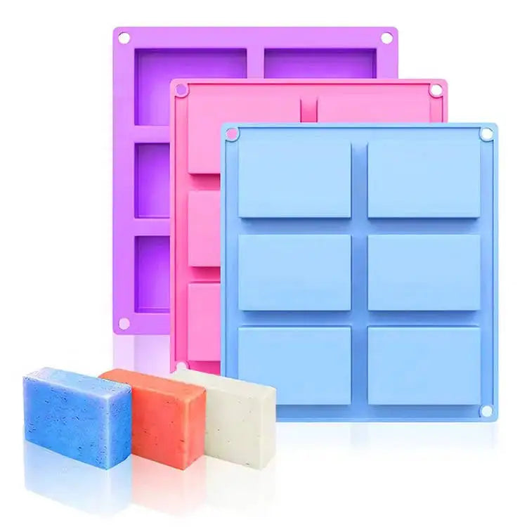 Factory Stock 6 Cavities Rectangle Shape Silicone Cake Mold  Diy Soap Making Molds Silicone Candle Molds