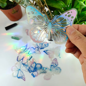 Cheap Butterfly Sun Catcher Rainbow Maker Prismatic Stickers PVC Bird Proof Glass Window Static Film Suncatcher Stickers