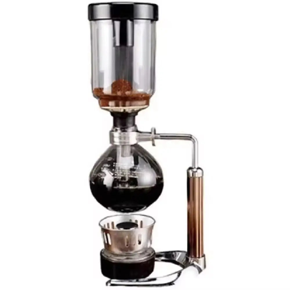 Household Siphon Coffee Maker Glass Brewing Pot Metal Handle Manual Coffee Machine Easy Clean Office Outdoor Travel