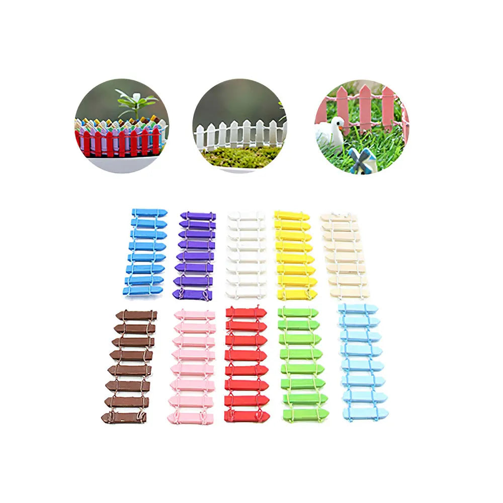 100PCS Mini Fences Miniatures Fencing Fairy Garden Fences Gnome Moss Terrariums Resin Handmade Crafts Home Kawaii Decoration