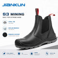 JIANKUN Unisex Genuine Leather Safety Shoes Anti-smash Anti-puncture No Laces Steel Toe Design for Men Women in Winter Spring