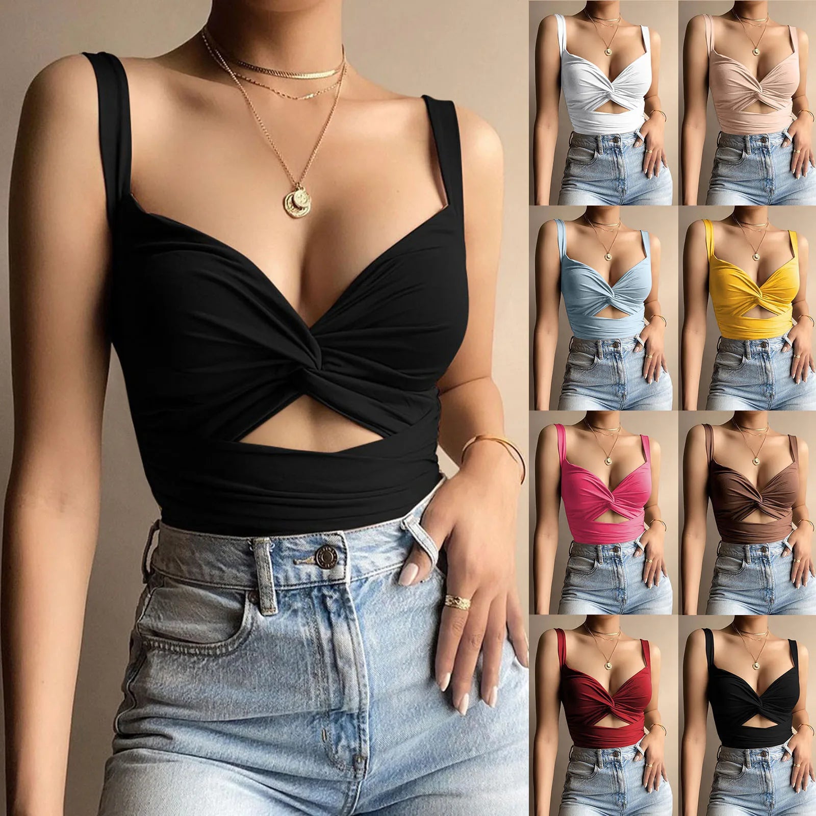 Wholesale Ladies Tank Top  Women's Vest Lace Backless Summer T-shirt Sleeveless Casual Women's Crop Top