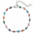 AS1018 Simplicity Gold Plated Cheap Colorful Enamel Eye Bead Charm Anklet 18K Gold Plated for Women