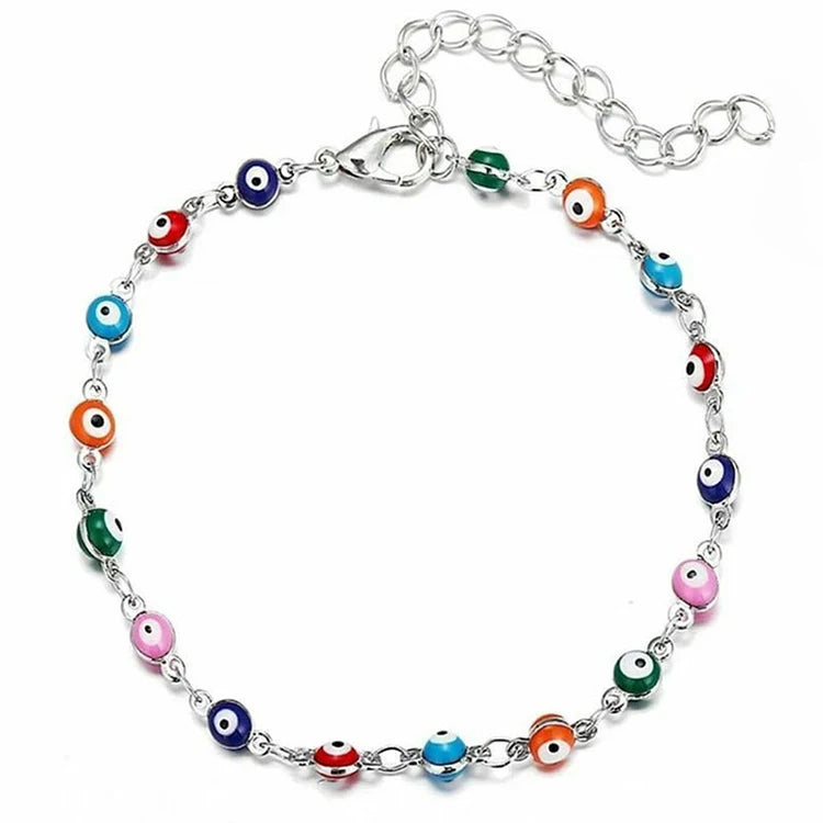 AS1018 Simplicity Gold Plated Cheap Colorful Enamel Eye Bead Charm Anklet 18K Gold Plated for Women