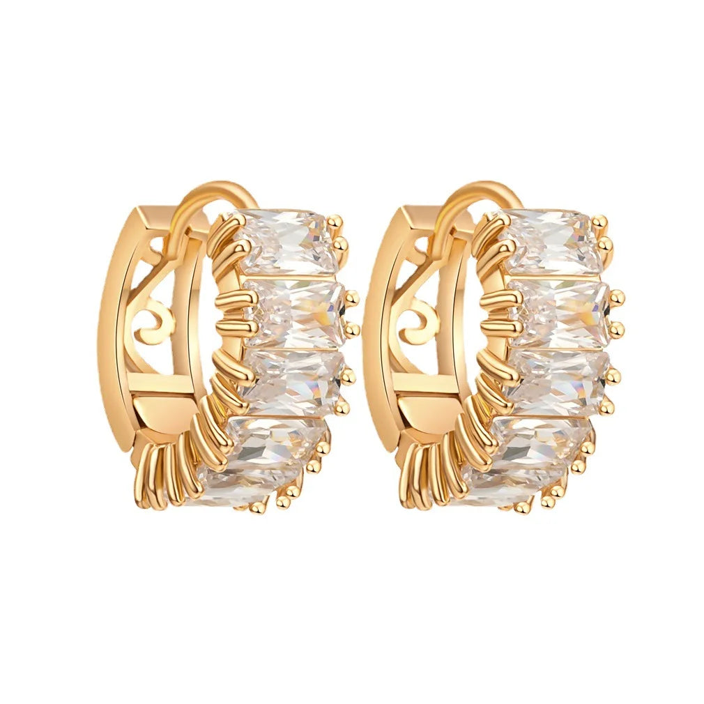 Welwish 18K Gold Plated Brass Zircon Huggie Earring Custom Ins Style Pendant Earrings for Girls for Wedding Party or Gift