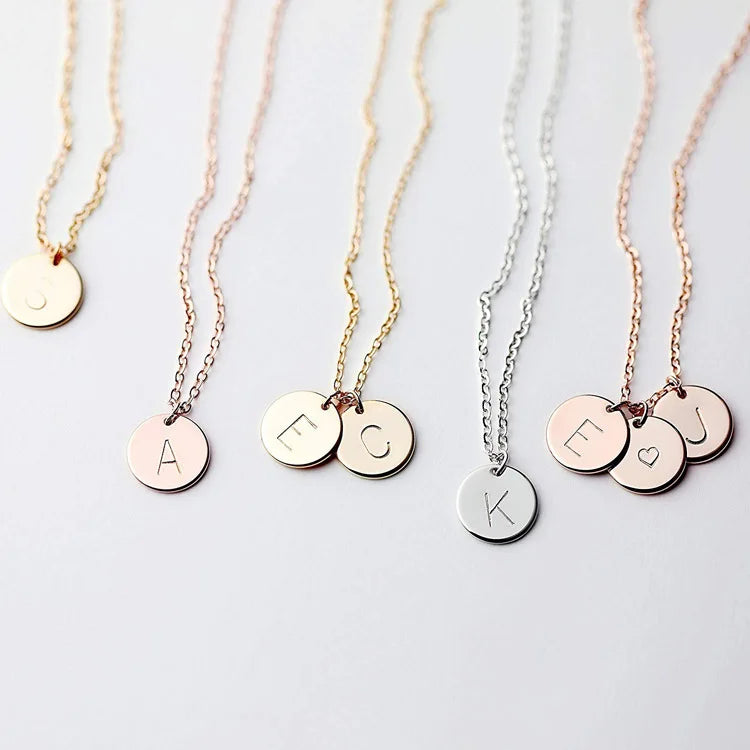 Personalized Stainless Steel Alphabet Charm Pendant Necklace Trendy Link Chain for Weddings Engraved Letter Necklace