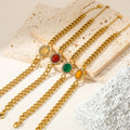 Jachon Agate Link Bracelet Gold Plated Hypoallergenic Premium Stainless Steel Classic Style for Men and Women As Gift