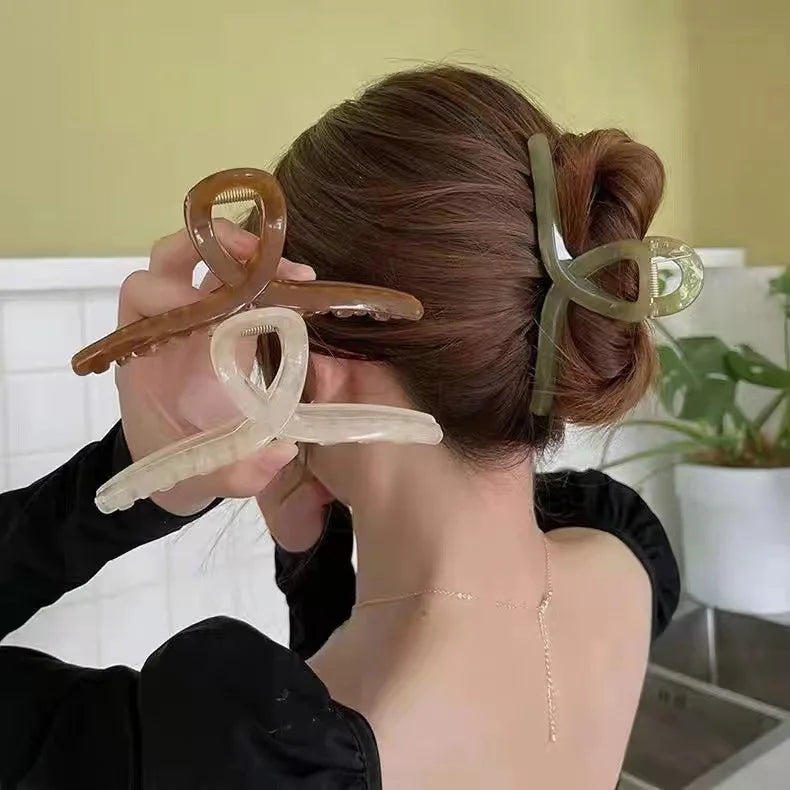 New Trendy Simple Vintage Transparent Acrylic Hair Claw for Women Hair Clips Bath Accessories Headwear Gifts