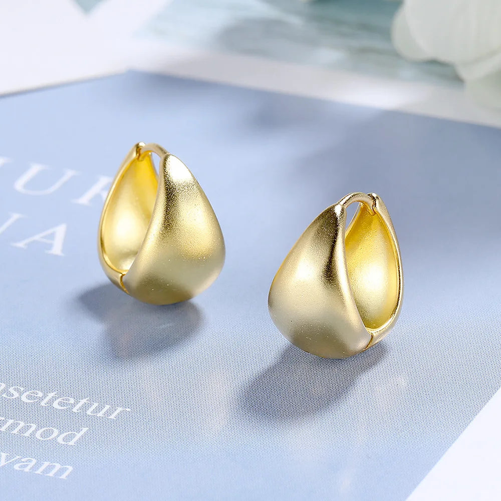 18K Gold Platred Cooper Drop Circle Ear Buckle Water Droplet Shaped Ear Buckle Women Hoop Earrings Hoop Gift Fancy Jewelry