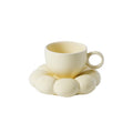 Macaron Color Ceramic Mug & Saucer Flower Shape Ice Cream Cup for Tea Coffee & More