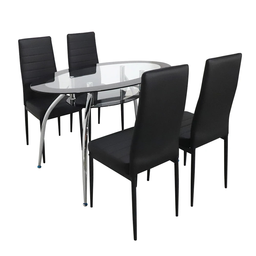 Home Furniture 6 Persons Tempered Glass Dining Room Furniture Table Set