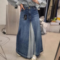 Wholesale 2026 Spring Design High Waist Versatile Splicing Large Horn Contrast Wide Legged Women's Jeans