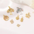 Wholesale Fashion Cubic Zircon Diy Jewelry Making Accessories Tree Rose Flower Pendant Little Daisy Charms for Necklace Earring