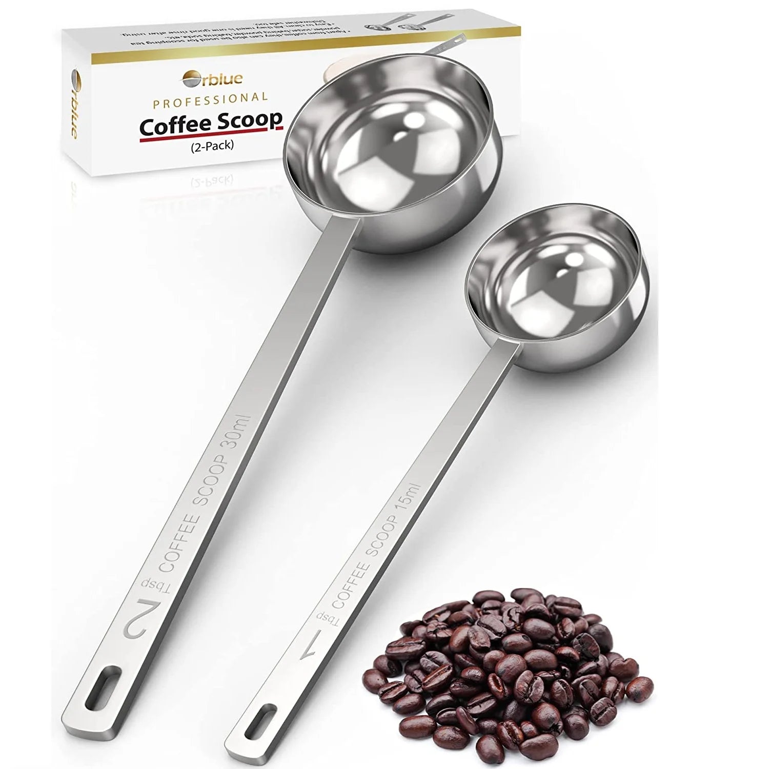 Modern Mirror Polish Stainless Steel Measuring Spoon & Scooper with Long Handles Eco-Friendly for Tea & Coffee