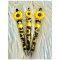 Food Grade DIY Focal Printed Sunflower Daisy Flower Beadable Beads Silicone Beads for Beadable Pens