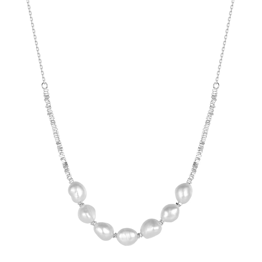 Fashion 925 Sterling Silver Natural Freshwater Pearl Gold Plated Chain Necklace Jewelry for Women