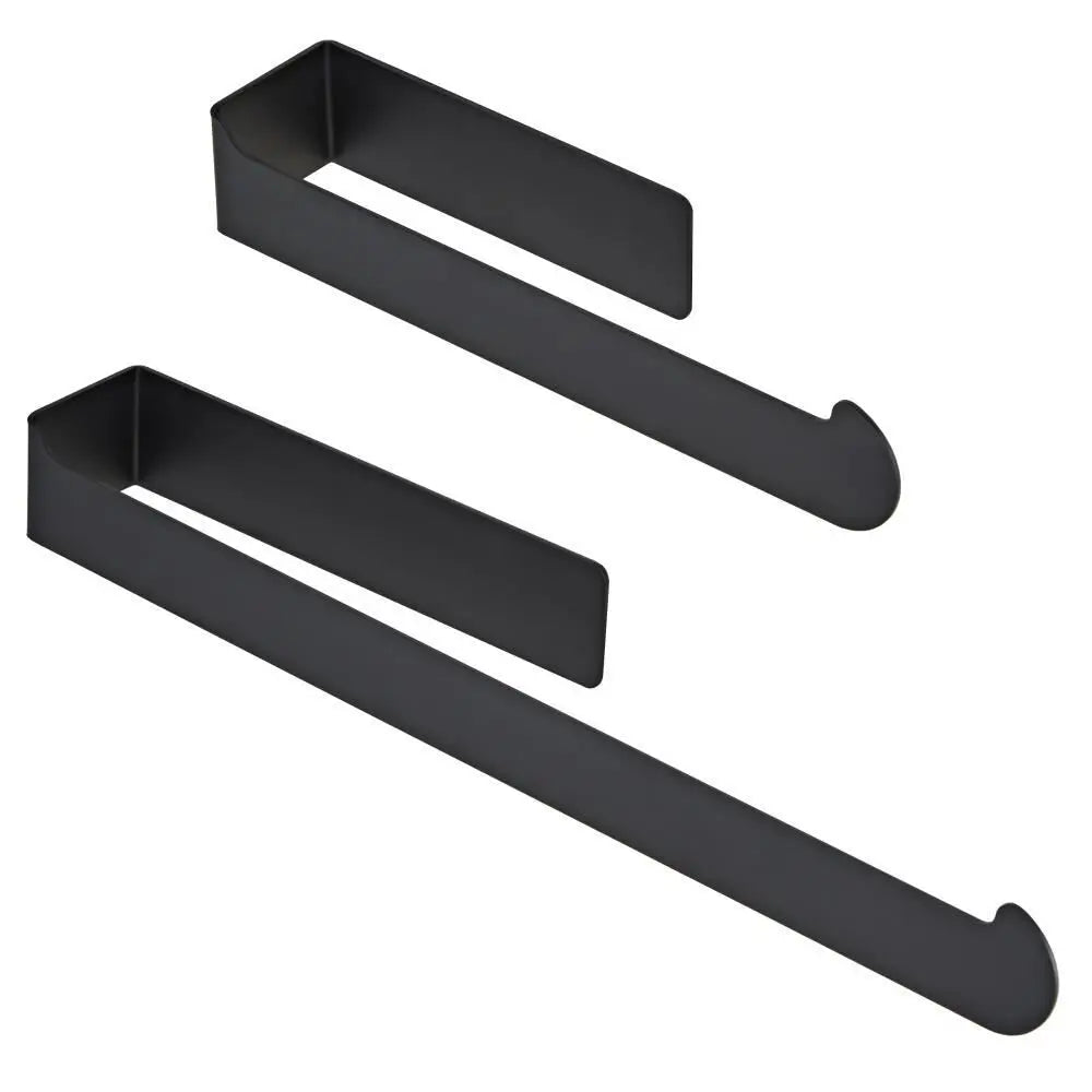 Stainless Steel Hand Towel Bar - Self Adhesive Towel Rack Stick on Wall Black Strong Sticky Towel Ring 23.5cm Length