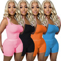 Summer Women Sexy Solid Color Square Collar Sleeveless Halter Crop Top Sportswear Women Two Piece Short Set