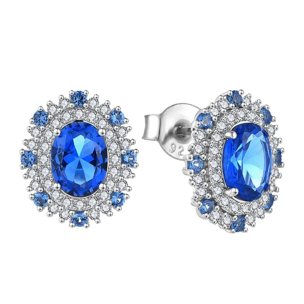 Natural Sapphire Earrings 925 Sterling Silver Women'S Royal Blue Precious ZIRCON Stones All Kinds of Gem Earrings Wholesale