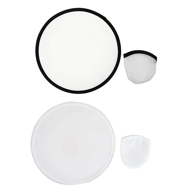50pcs/Lot 25cm Blank White Polyester Round Foldable Flying Disc Fan With Pouth for Sublimation